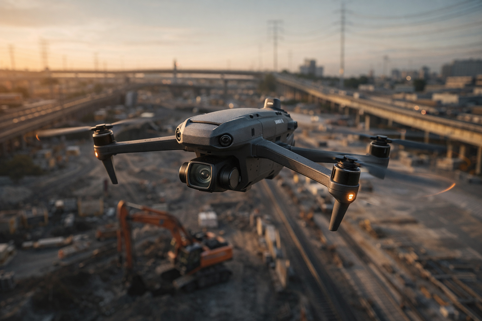 Drone capture over city infrastructure
